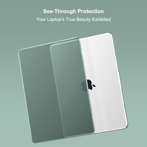 Image of MOSISO Compatible with MacBook Air 13 inch Case M5 2026 M4 2025 M3 M2 2024-2022 A3449 A3240 A3113 A2681, Hard Shell&Keyboard Cover&Screen Film&Type C for MacBook Air 13.6 inch Case, Emerald Green