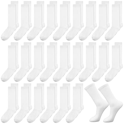 Newcotte 36 Pairs Knee High Socks for Girls Cotton School Dress Uniform Sports for Boys Kids Tube Socks Seamless White Knee High Stockings