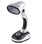 Garden Mile Portable Desk Lamp | Battery Powered 12 White LED Light Table Lamp | Flexible Cordless Wireless Bedside Lamps | Modern Lighting for Camping Home Office Computer Desk