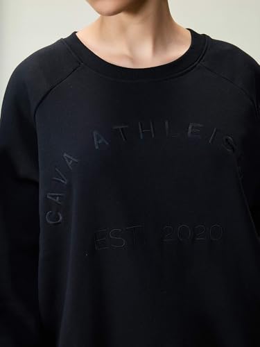 Image of CAVA Essential Sweatshirt for Women | Brushed Fleece, Round Neck, Full Sleeves, Ribbed Cuffs, Embroidery Detail | Cozy Loungewear & Travelwear