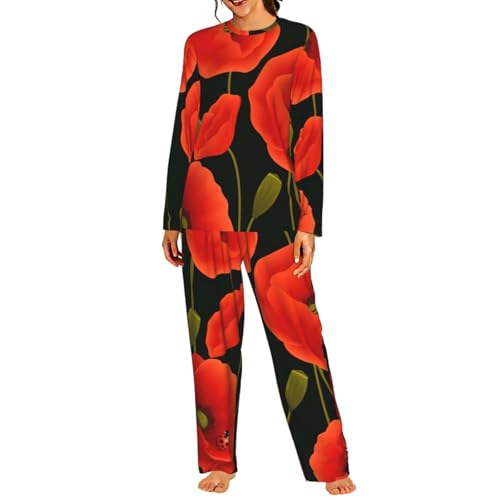 Pyjama coquelicot femme anti-serrage doux et extensible contre les nuits agitées