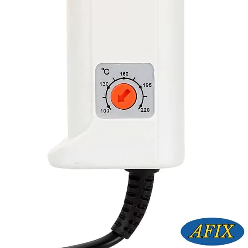Image of Escrow Afix Professional Hot Melt Glue Gun 110W with Multi Temperature Control, Fast Melting, Easy to use Glue Gun for DIY Art Crafts (1 Piece, White)