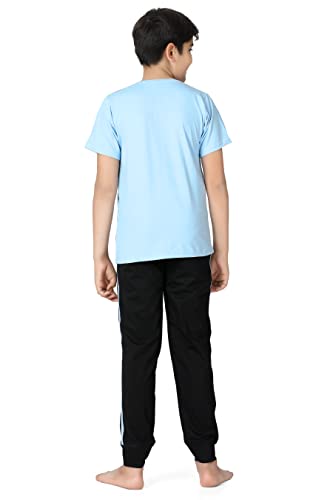 Image of Kids Night Suit for Boys - Cotton Set of Pyjama & T-Shirt Sleepwear - Lightweight & Comfortable Night Wear for Kids