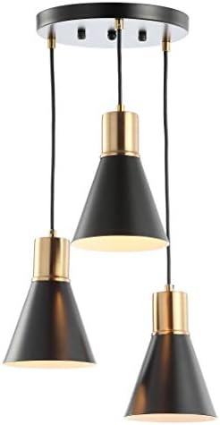 JONATHAN Y JYL6133A Apollo 15" 3-Light Metal Cluster LED Pendant, Contemporary, Modern, Office, Living Room, Family Room, Dining Room, Kitchen, Bedroom, Hallway, Foyer, Black/Brass Gold