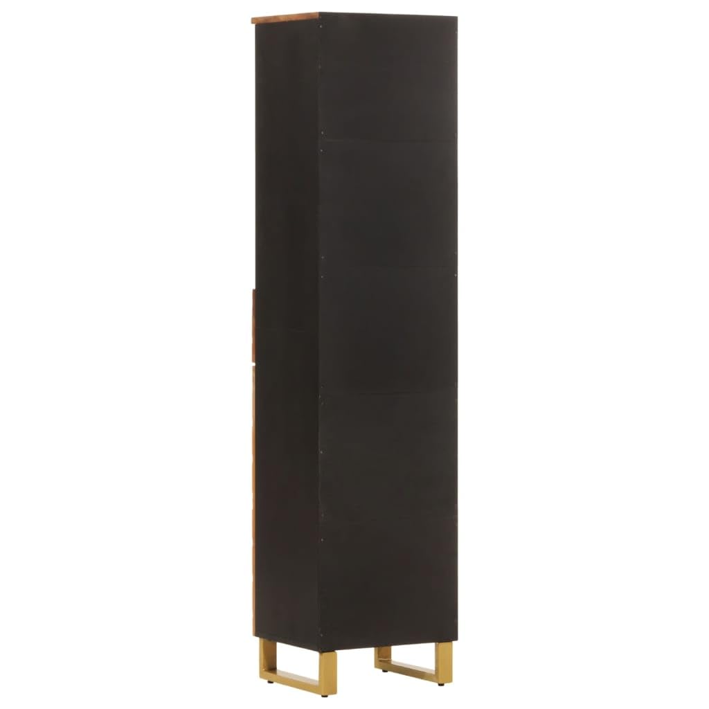Badschrank aus Massivholz Mango in Braun und Schwarz mit Aufbewahrung für das Badezimmer 160 cm hoch