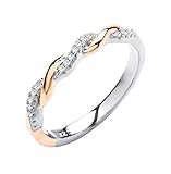 Sterling Silver & Rose Gold 0.10ct Diamond Eternity Ring - Size J-V (T)