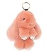 HXINFU Soft Cute Rabbit Fur Pom Pom Keychain Fluffy Real Rex Bunny Keychain Decoration