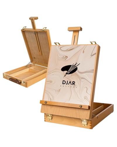 DJAR Tischstaffelei, Premium-Holz-Sketchbox-Staffelei aus Buchenholz,...