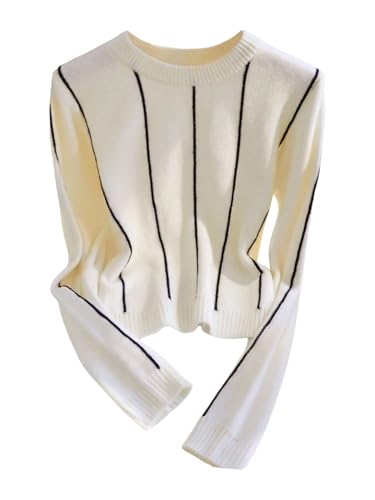 Verdusa Women's Old Money Clothes Striped Cozy Sweaters Long Sleeve