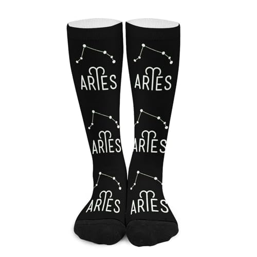 Aries Constellation Over The Calf Tube Socks Compression Stockings Athletic Crew Sock for Men Women