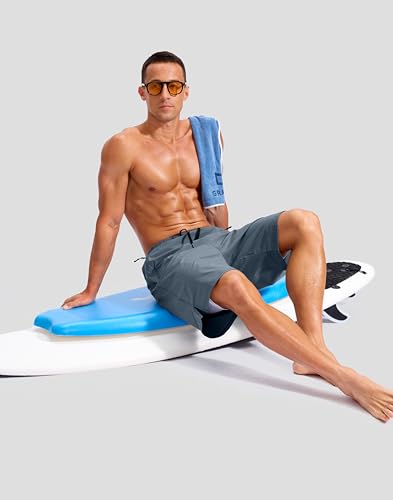 Image of G Gradual Mens Swim Trunks with Compression Liner 7 inch /9'' Quick Dry Board Shorts Swimsuit Bathing Suit for Men Zipper Pockets