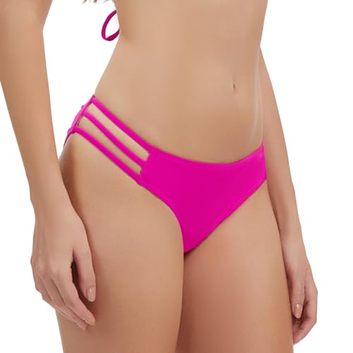 Image of KIWI RATA Women's Cheeky Bikini Bottom Brazilian Cut Swimsuit Bottom Low Rise Strappy Bathing Suit Bottom