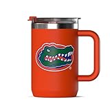 Hydrapeak Officially Licensed Florida Gators 18oz Insulated Coffee Mug with Flip Lid and Handle for Travel, Cold/Hot, Stainless Steel Coffee Cup, BPA-Free Double Walled, Tea Mug
