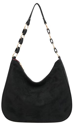 Women Suede Velvet Shoulder Bag 2024 Fall Winter Trendy Vintage Crossbody Tote Bag Stylish Hardware PU Leather Retro Colors