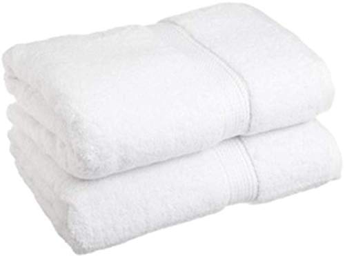 Image of Global Home 100% Cotton Bath Towel II 500 GSM II White II 140 X 70 cm - 2pc Set for Gym, Kitchen, Home, Bathroom or Spa, Wash Basin, Hotel