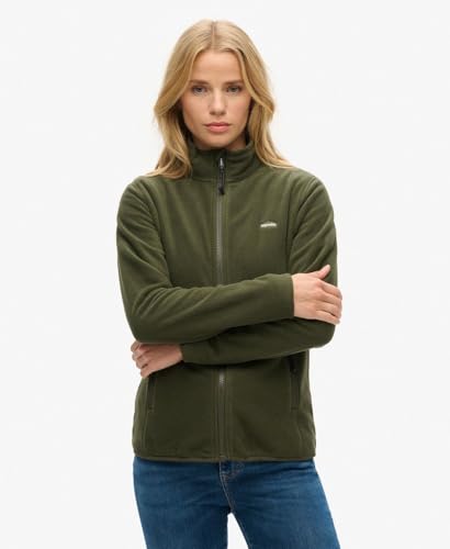 Superdry Veste polaire pour femme avec fermeture éclair intégrale, Vert kaki militaire, 36