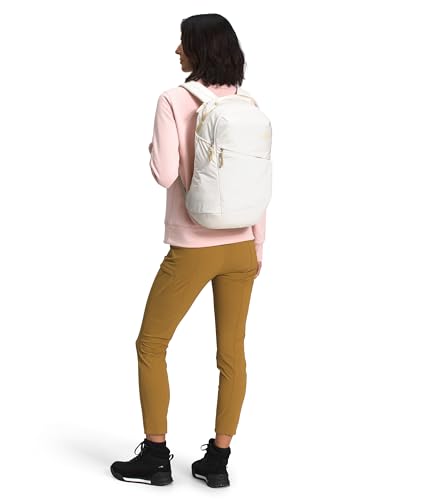 Image of The North Face Women's Isabella 3.0 Backpack | Everyday Travel Bag with 16 inch Laptop Sleeve, Water-Repellent Finish, Women-Specific Fit, Gardenia White Dark Heather /Gravel-NPF, One Size