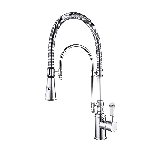 Robinet de cuisine mitigeur évier rotatif avec douchette ressort eau chaude froide