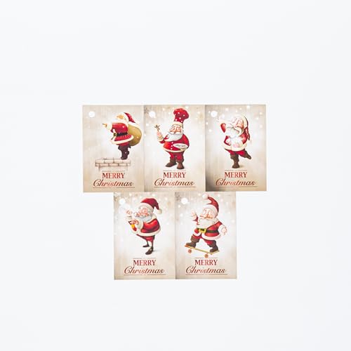 Edition Colibri Gift Tags for christmas approx. 2 x 3 inches, 5 Funny Santa Designs 5 Pieces Each, Brown, 52mm x 74mm - Image 3