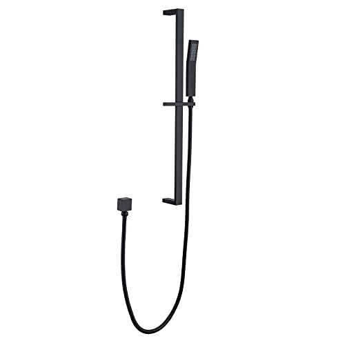 Pattlye Brass Shower Slide Bar Matte Black Hand Shower Head With Slide Bar And Hose, Wall Mount Handheld Shower Wand Holder, Height Adjustable Sliding Bar, Pt003 #TOP2
