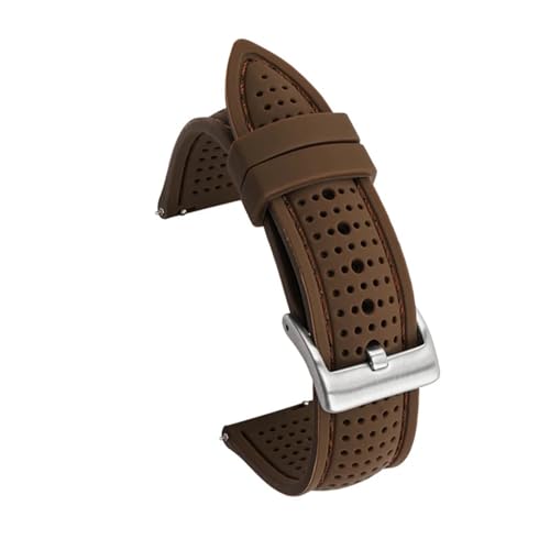 [XTNGIRKGY] Sport Silicone Strap 20mm 22mm Waterproof Quick Release Bracelet Band(Brown,22mm)