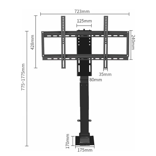 Support TV télescopique électrique orientable 360 pour meuble encastrable