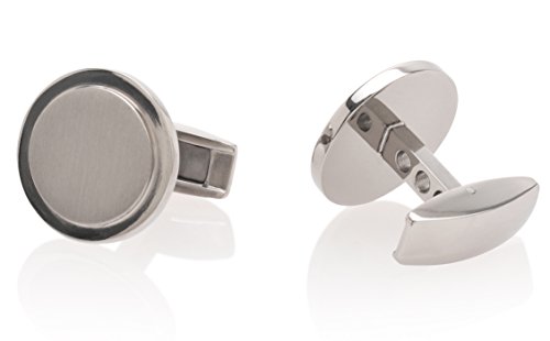 De Lorenzo Of New York Titanium (Ti) Luxury Brushed Polished Round Cufflinks #TOP1