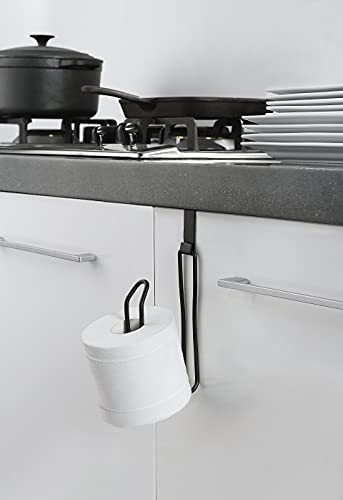 Sunnypoint Over The Tank Toilet Tissue Paper Roll Holder Dispenser And Reserve For Bathroom Storage And Organization - Metal, Hanging, Holds 1 Roll (Black) #TOP2