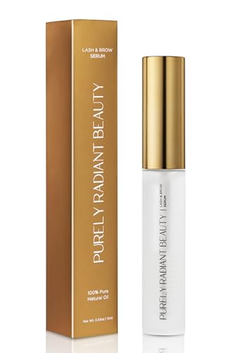 Purely Radiant Beauty Eyelash Growth Serum – Prostaglandin-Free Lash & Brow Enhancer for Longer, Thicker Lashes – Vegan, Cruelty-Free, Castor Oil Based – Natural Lash Serum for Growth