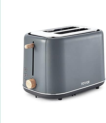 TOWER T20027JDE Scandi 2 Slice Toaster with Adjustable Browning Control, Centring Function, 800W, Jade Green