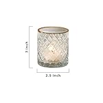 Serene Spaces Living Set of 4 Etched Squares Glass Votive Holders with Gold Rim, Ideal for Wedding Decorations, Parties, Events, Measures 3" Tall and 2.5" Diameter - Image 5