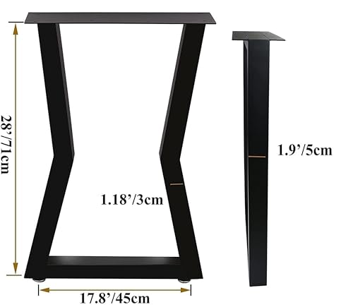 Image of Set of 2 Metal Table Legs Modern Industrial M-Shape Steel Legs for Dining Table Desk Kitchen Table & Workbench Heavy-Duty Furniture Legs for DIY Custom Tables and Home Upgrades