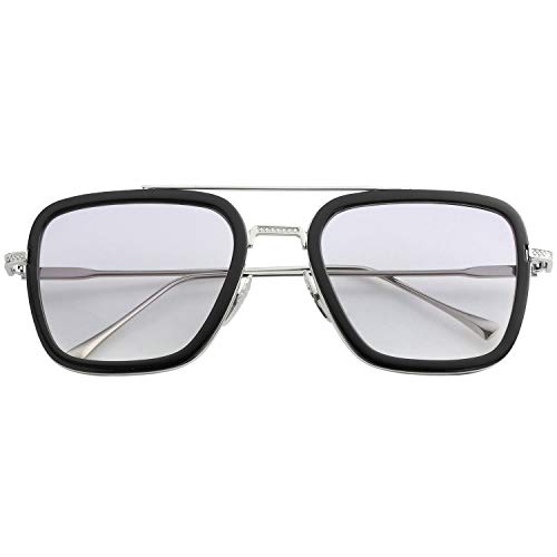 Image of Kursan Polarized Tony Stark Sunglasses for Men Women Vintage Square Metal Frame Iron Man and Spider-Man Eyeglasses