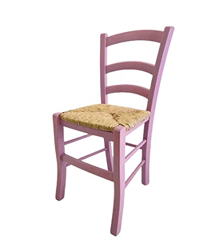 ZStyle Silla Venezia de madera de colores, para restaurante, granja, cocina, casa, paja, verde, azul, amarillo, rojo (lila)