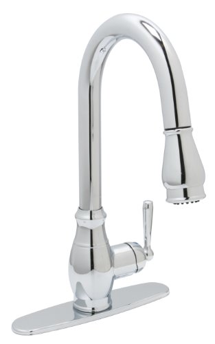 Huntington Brass 51191-01 Single-Handle Pull-Down Kitchen Faucet with Sprayer and Optional Deck Plate, Chrome