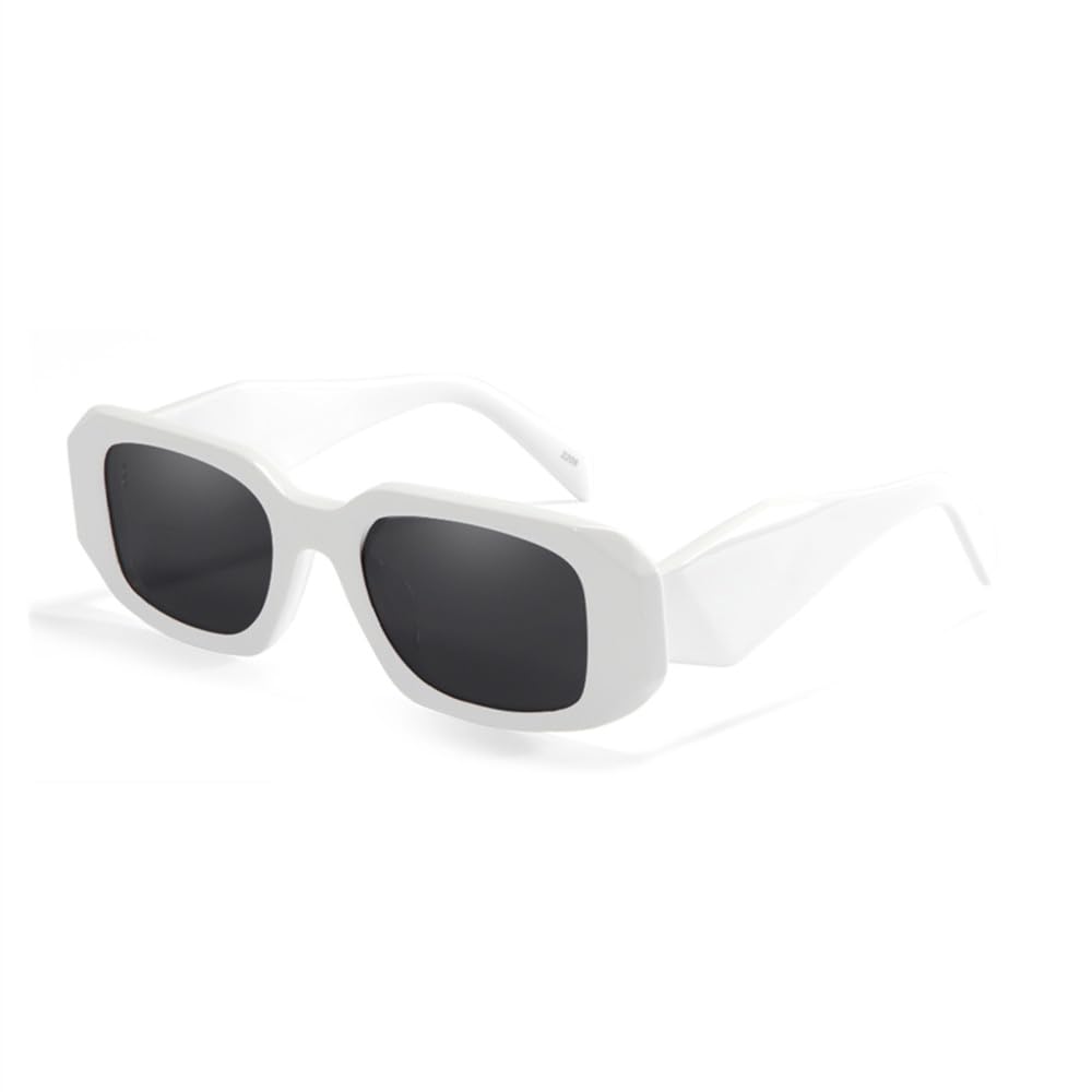 Geformte rechteckige weiße Sonnenbrille aus Acetat für Damen, polarisierte Sonnenbrille für Herren, dreidimensionaler Rahmen, UV400-Farbtöne