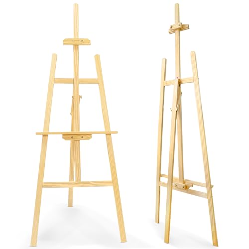 MARKQ Wooden Floor Easel Stand 175cm | Adjustable Tripod Artist Easel for Painting Sketching Display & Art Projects | Durable Solid Wood Easel for Studio Classroom & Home