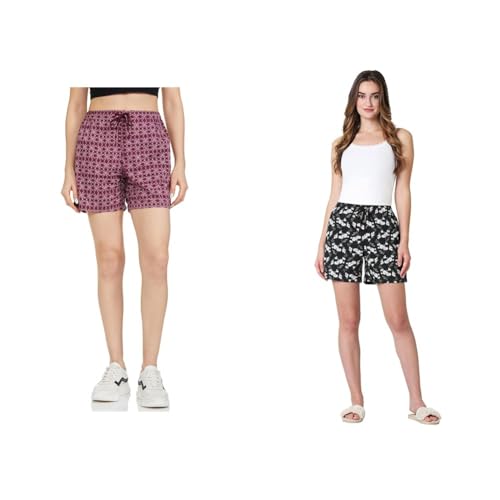 Image of Van Heusen Women's Cotton Lounge Shorts | Lightweight | Breathable Cotton | Relaxed fit | Printed | Comfortable Everyday Wear | Style 55501|Available in Pack of 1 & 2