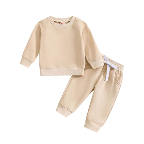 Toddler Baby Boy Fall Winter Clothes Color Block Long Sleeve Sweatshirt Pullover Tops + Joggers Pants Outfit Set