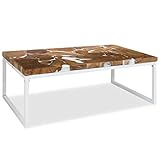 Hecho a mano. vidaXL Mesa de Centro Resina Teca 110x60x40 cm Consola Mueble de Comedor Salón