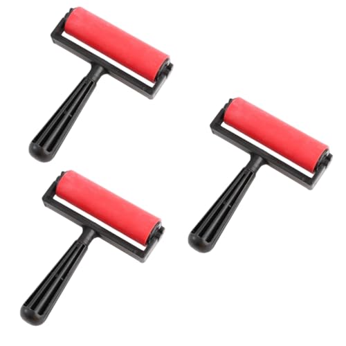 LALAFINA 3pcs Ink Printmaking Roller 10cm Rubber Stamping Tool for Rolling Ink Paint Brush