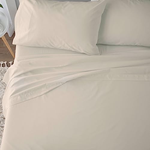 Martex 1S18286 225 Thread Count Cotton Rich Bed Brushed Cotton Blend Super Soft Finish Easy Care Machine Washable Wrinkle Resistant Bedroom Guest Room 3 Piece Sheet Sets, Twin, Ivory #TOP3