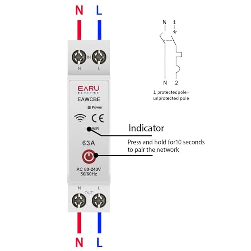 Disjoncteur MCB 1P+N 63A interrupteur télécommande eWeLink temporisé - 4