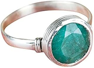 Green Emerald Ring, Sterling Silver Ring, Faceted Emerald Jewelry, Statement Ring, Anniversary Gift, Silver Emerald Ring, May Birthstone, Gemstone Ring, Daily Wear Ring