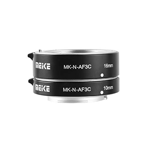 MEKE MK-N-AF3C-Negro Auto Focus-Adaptador de tubo de extensión macro metálico para cámara Mirrorless Macro Nikon