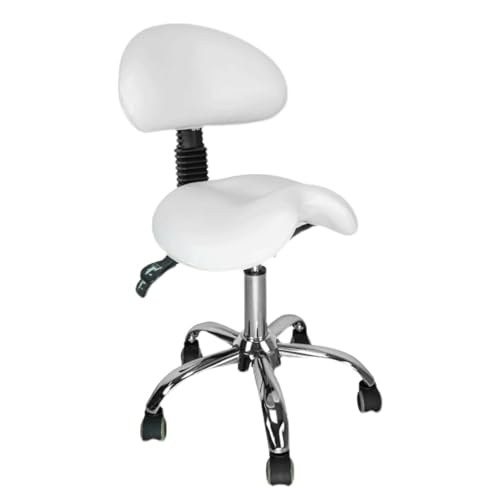 Tabouret de selle ergonomique réglable avec dossier et roulettes pour cabinet