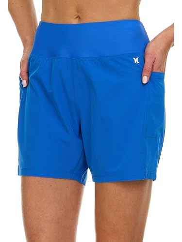 Image of Hurley 5 inch /7 inch High Waisted Swim Shorts Women, Board Shorts with Pockets & Inner Liner, Quick Dry Swim Trunk, UPF 50+