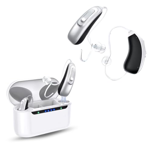IAVENDO | Amplificador de Sonido Recargable, Amplificador Auditivo RIC, Tamaño Super Reducido, Estuche Carga Rápida, 2 Unidades, Manual en Español, Larga Duración 70 Horas, Bluetooth APP iOS/Android