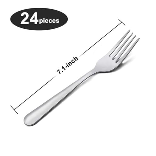 image for Unokit 24-Piece Stainless Steel Dinner Forks Silverware - 7.1 Inch Sil