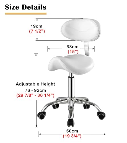 Image of Extra Tall Saddle Chair for Standing Desk, Home Office Ergonomic Chair 30 inch - 36 inch Adjustable Height, Gas Rise Saddle Stool with Wheels & Back Support(White)